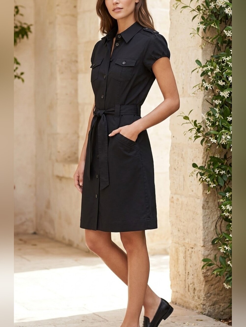 Calvin Klein Black Shirt Dress With Belt